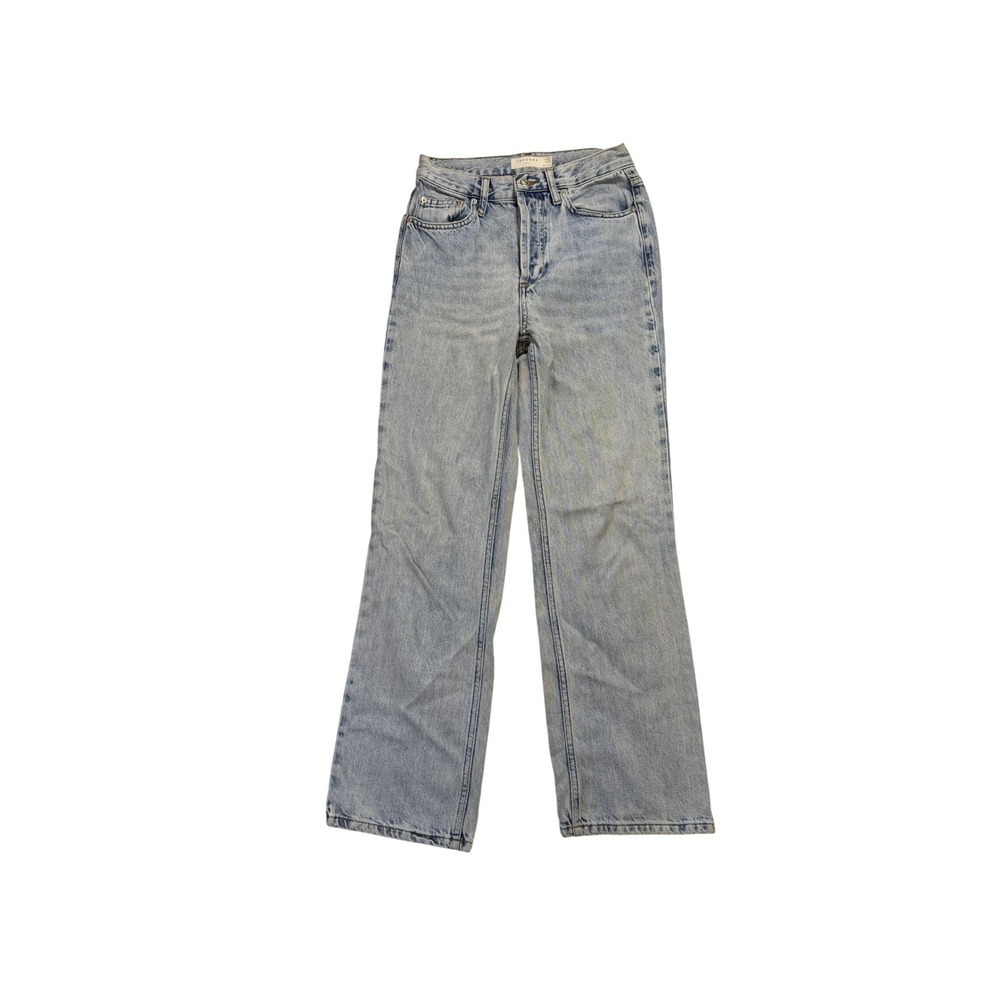 Topshop Petite Kort Light Wash High Waisted Rigid Straight Leg Denim Jeans